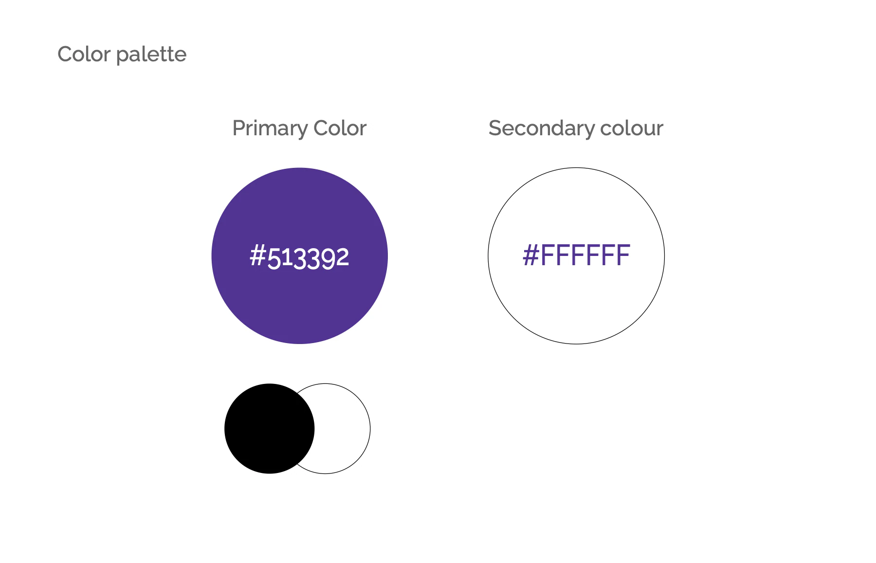 Primary purple #513392 and secondary white #FFFFFF, plus a black-and-white pair for one-colour use.