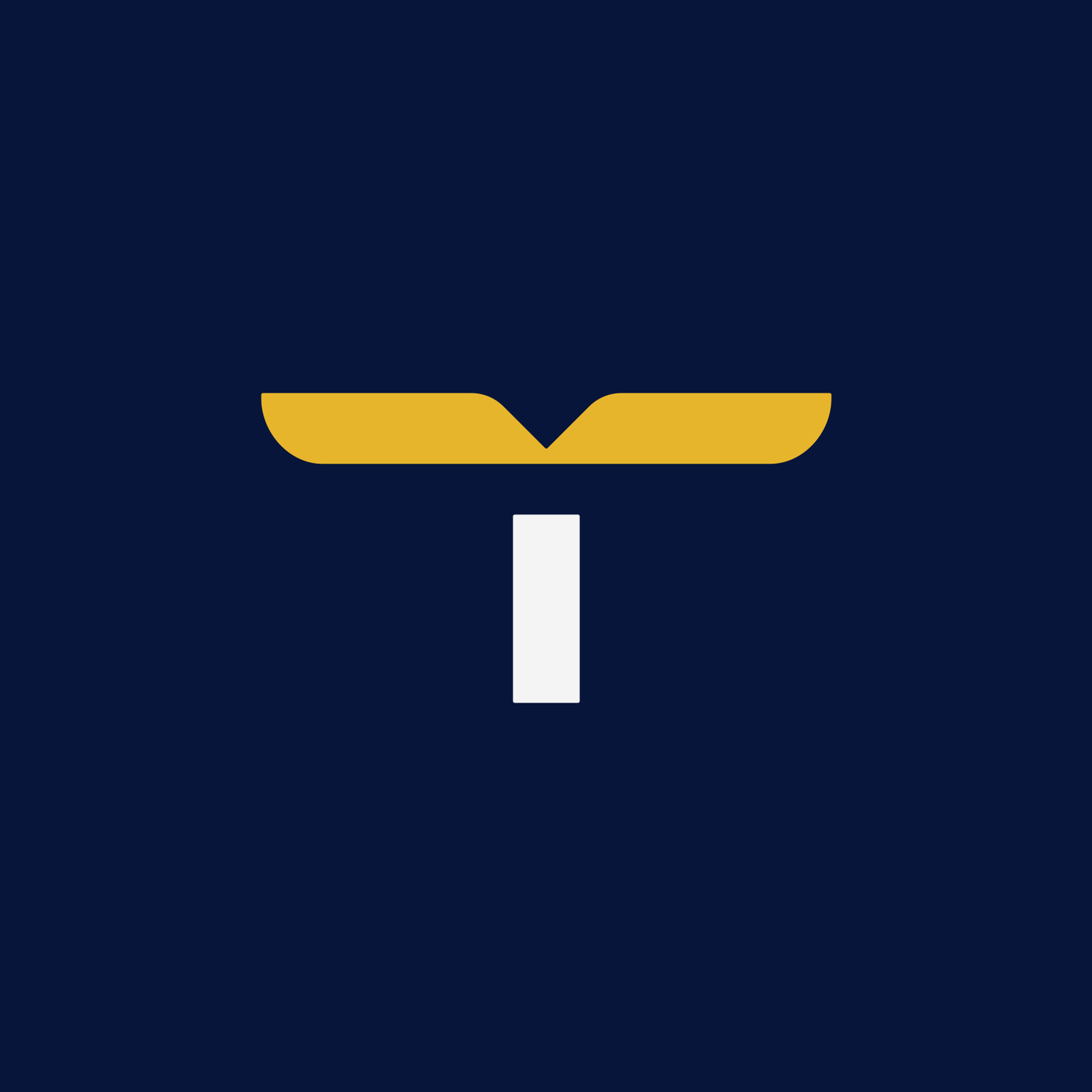 The symbol on its own: a gold wing on a white stem makes the T.