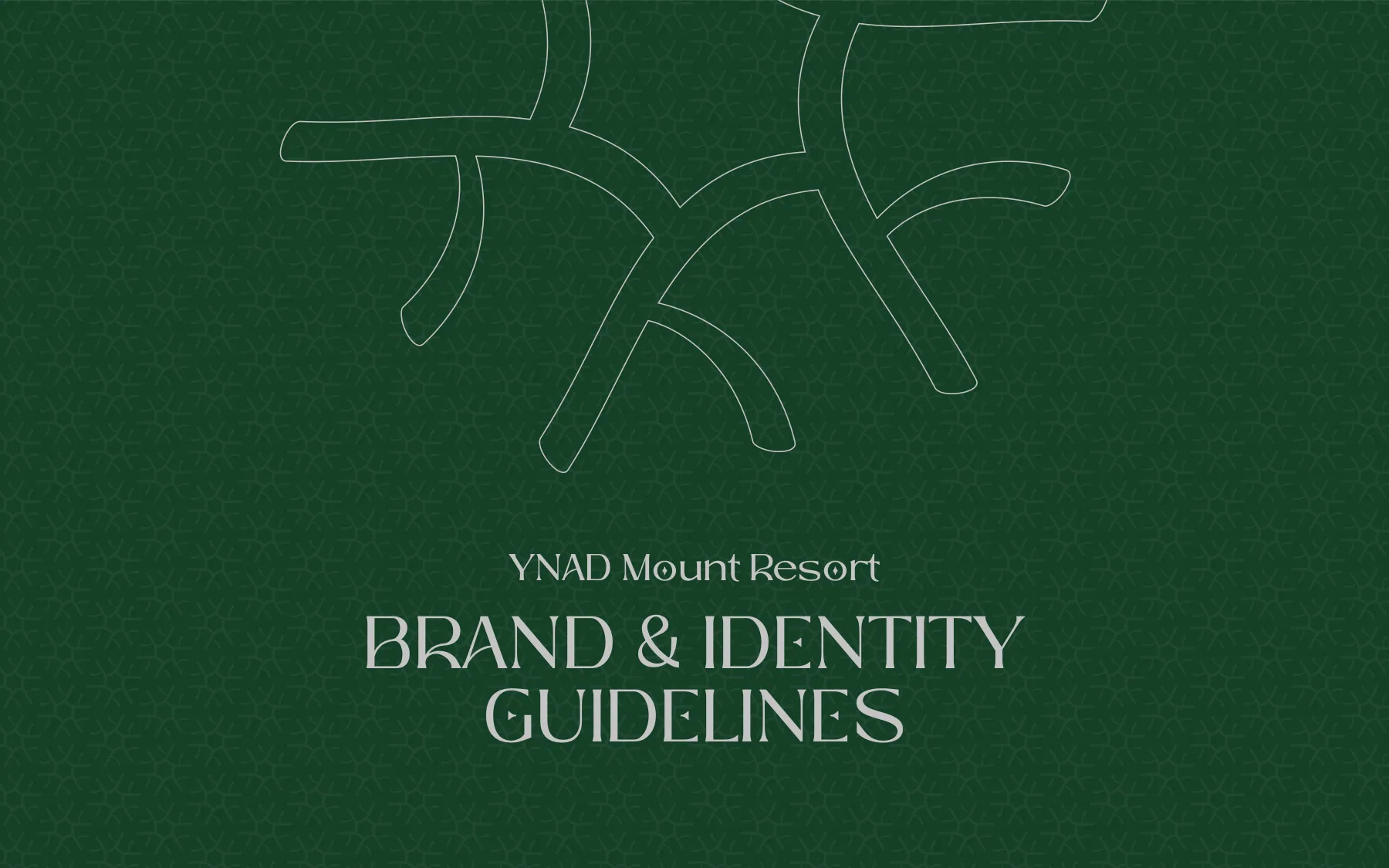 The guidelines cover: an oversized outline of the mark over the pattern, on Forest Green.