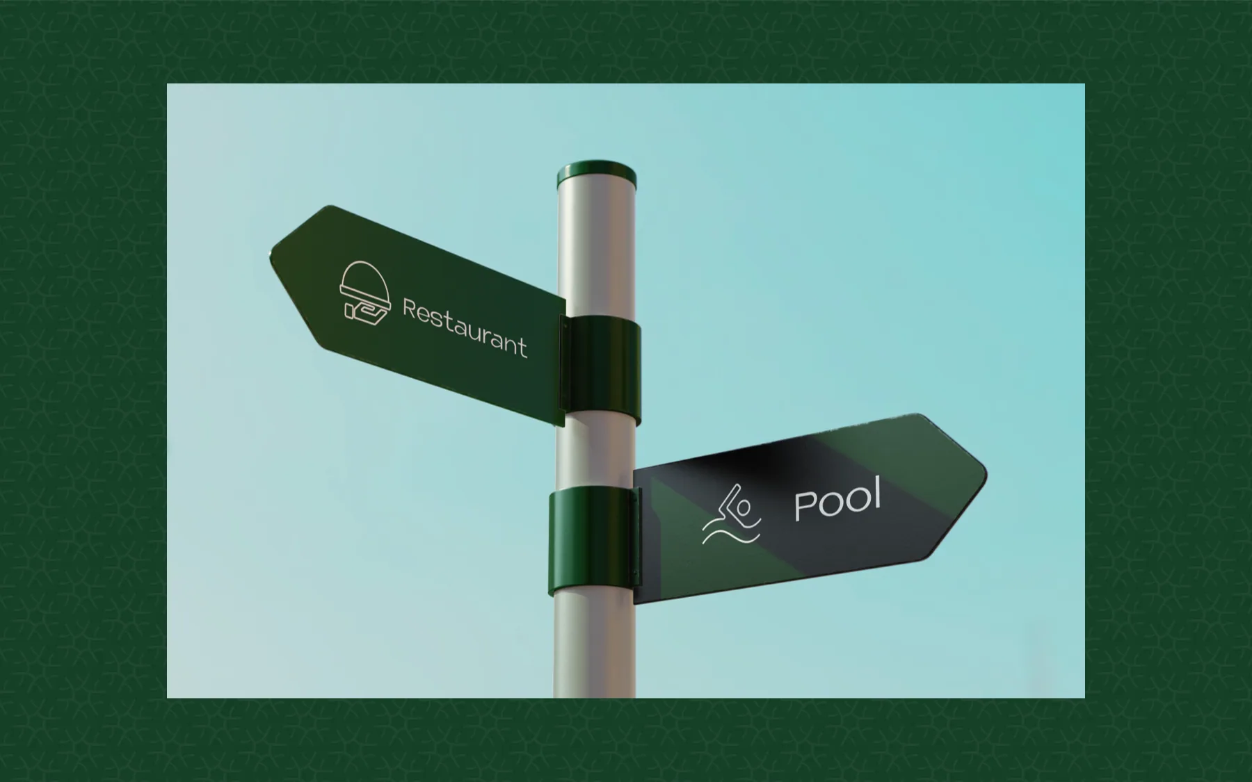 Wayfinding: finger-posts with the thin-line icon set.