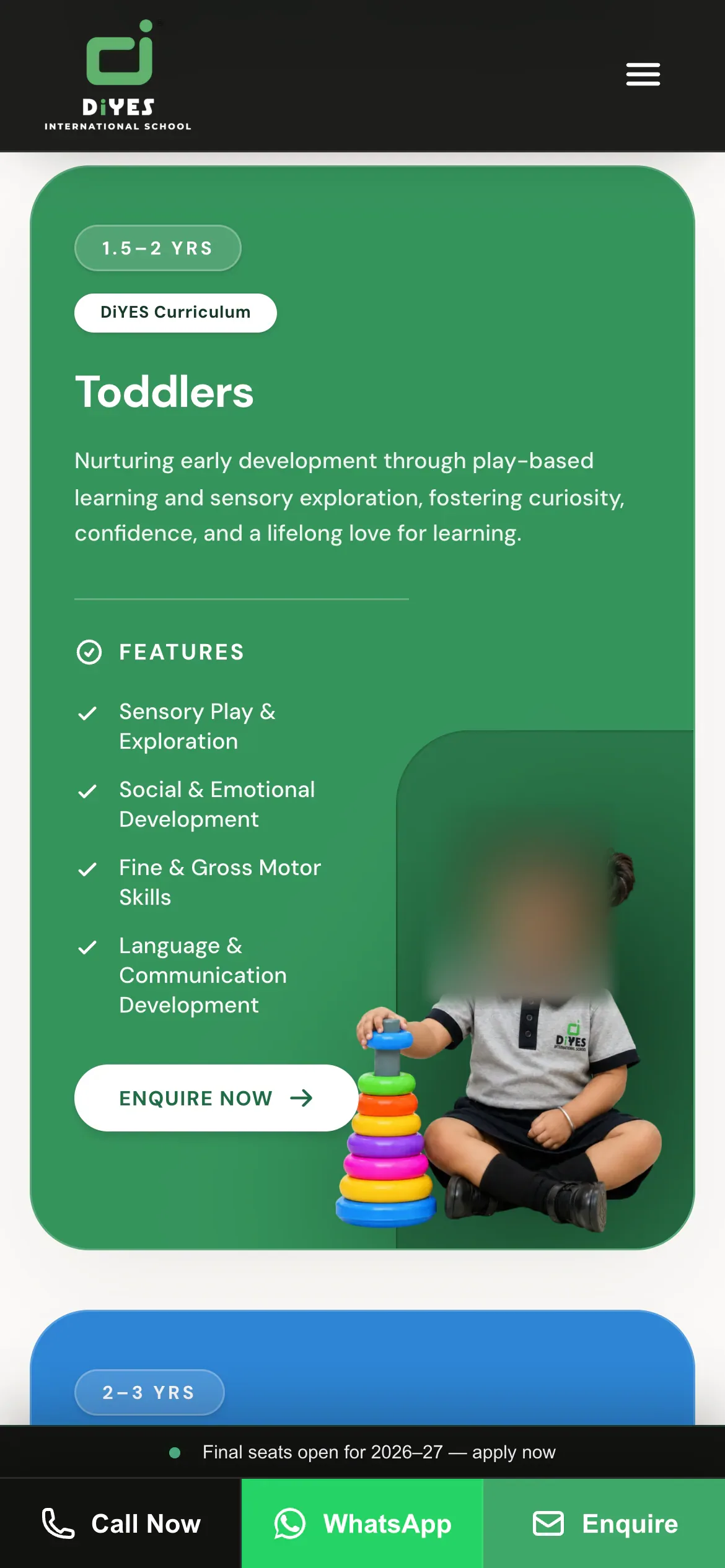 The Toddlers programme card on a phone