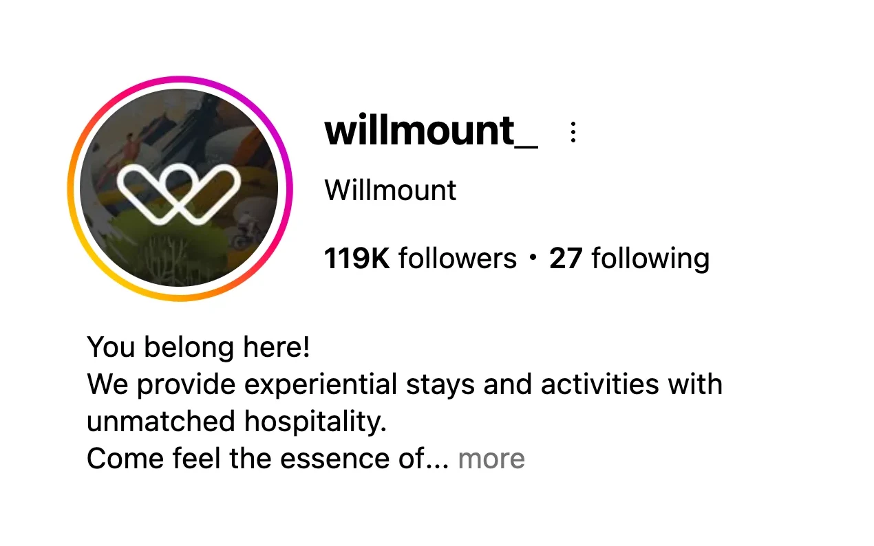 Instagram profile of @willmount_ on 29 Sep 2026: Willmount, 119K followers, 27 following, bio “You belong here!”